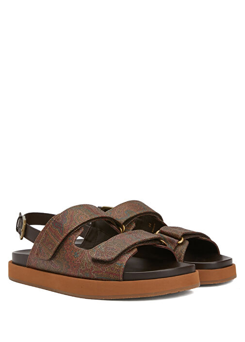 Kahverengi Şal Desenli Erkek Sandalet - Görsel 3