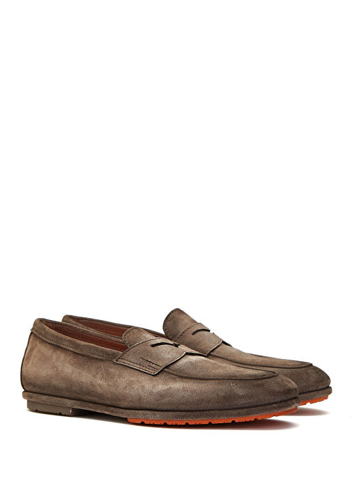 Santoni Açık Kahverengi Santoni Carlos Erkek Süet Loafer