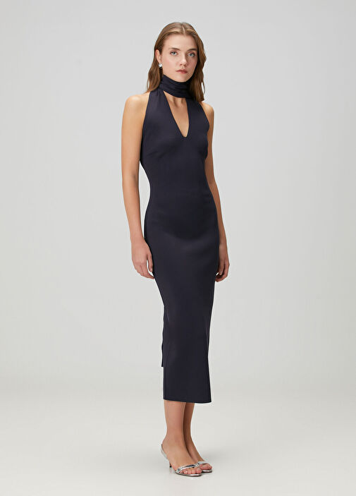 Cult Gaia - Caia Navy Blue Shawl Detailed Midi Dress