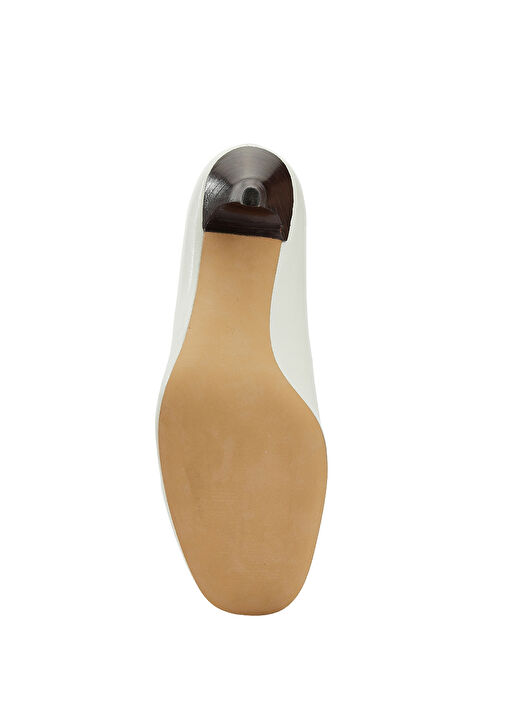 Kırık Beyaz Deri Topuklu Ayakkabı - Görsel 6