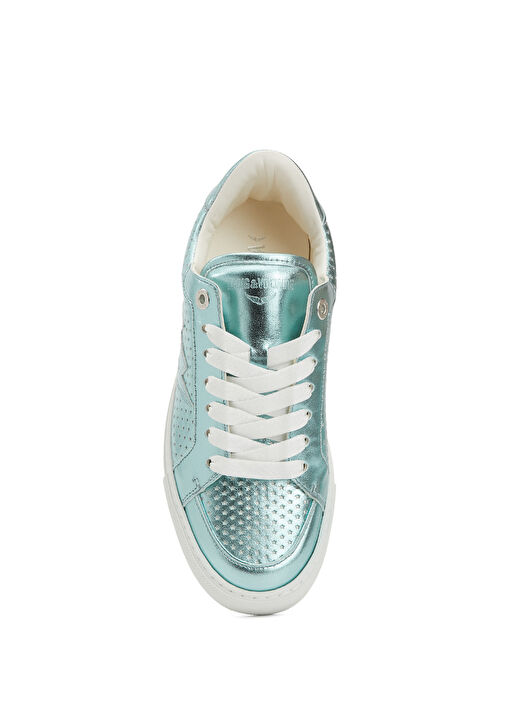 Silver Yıldız Desenli Kadın Deri Sneaker - Görsel 5