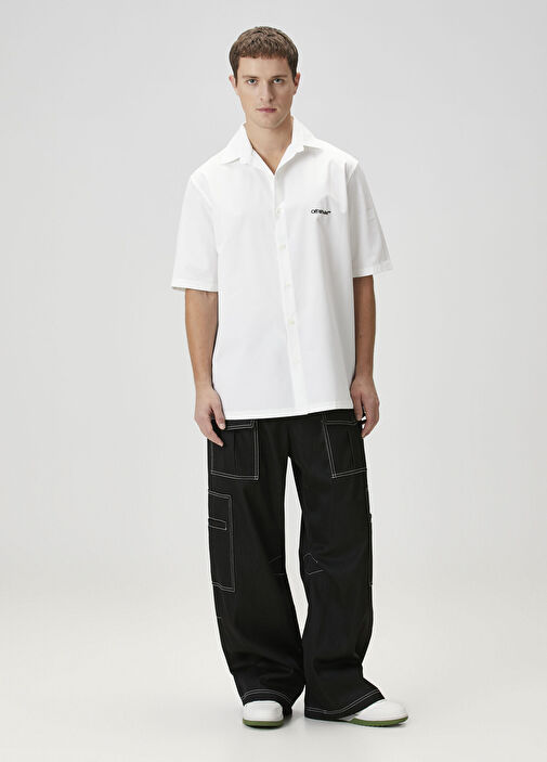 Off-White - Black Contrast Stitching Wool Cargo Pants