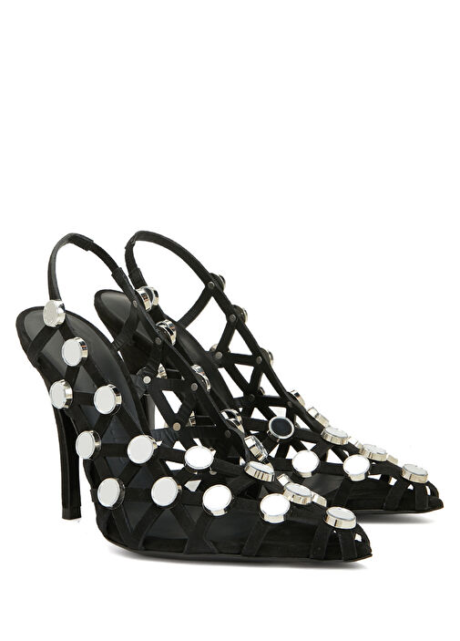 Siyah Deri Topuklu Ayakkabı - Görsel 3