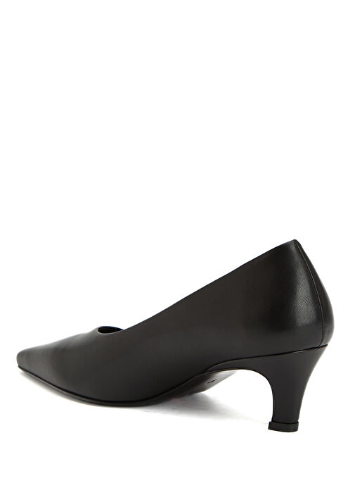 Essential Siyah Deri Topuklu Ayakkabı - Görsel 4