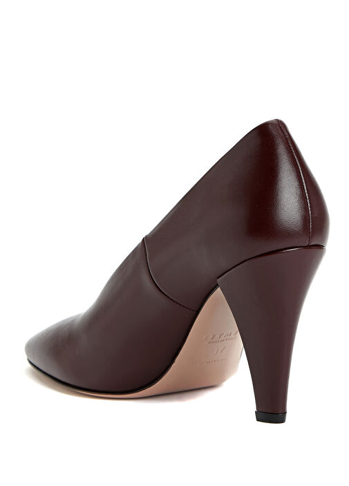 Bordo Deri Topuklu Ayakkabı - Görsel 4
