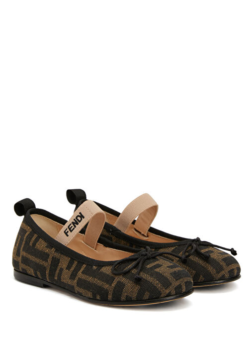 Kahverengi Logo Desenli Kız Çocuk Babet - Görsel 3