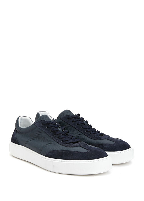 Lacivert Erkek Deri Sneaker - Görsel 3