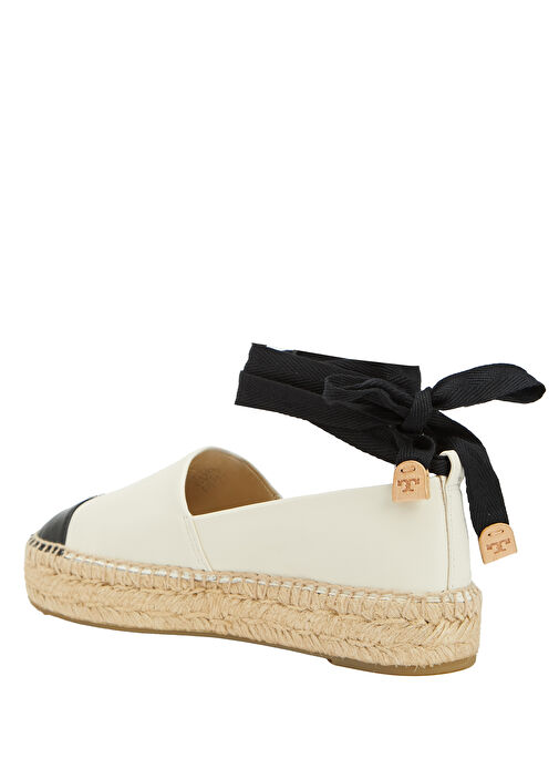 Ekru Siyah Kadın Deri Espadril - Görsel 4