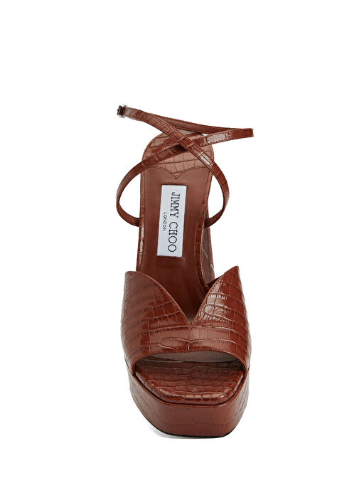 Karli Krokodil Dokulu Kadın Deri Sandalet - Görsel 5