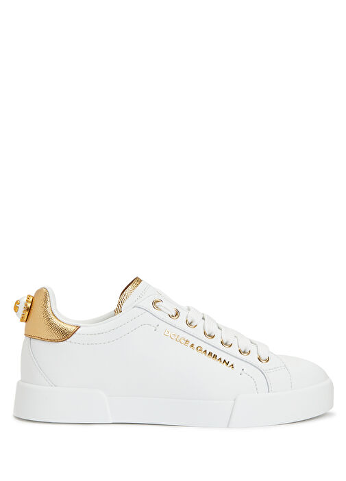 White Logo Detailed Womens Leather Sneaker - Görsel 2