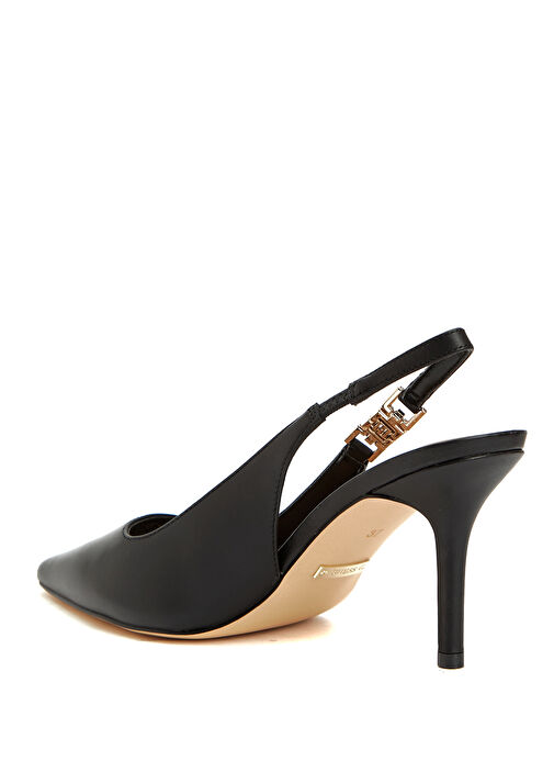 Siyah Deri Topuklu Ayakkabı - Görsel 4