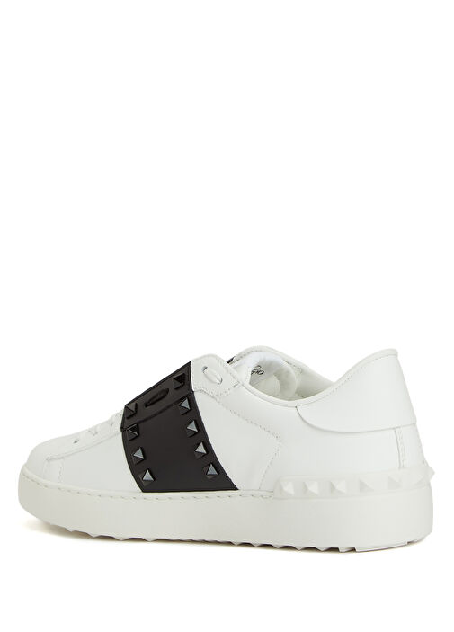 Open Siyah Beyaz Kadın Deri Sneaker - Görsel 4