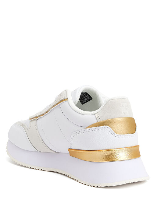 Beyaz Logo Detaylı Kadın Deri Sneaker - Görsel 4