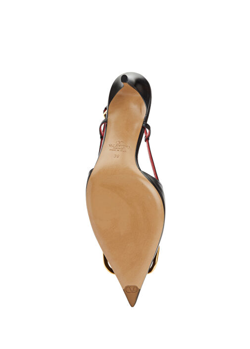 VLogo Siyah Deri Topuklu Ayakkabı - Görsel 6