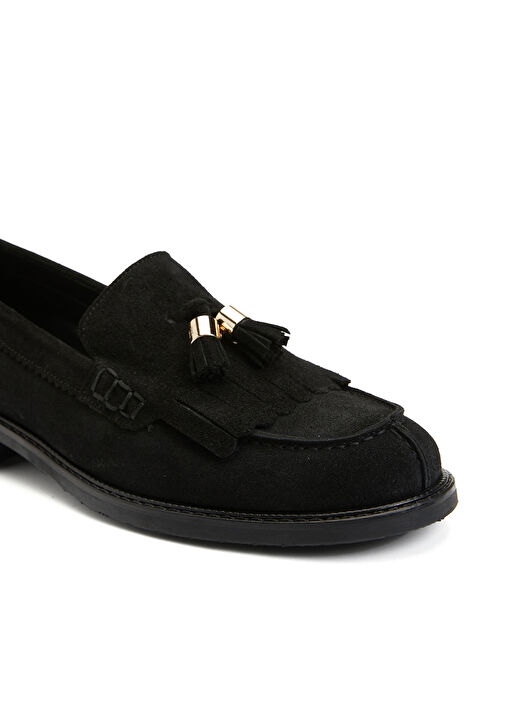 Siyah Kadın Süet Loafer - Görsel 7