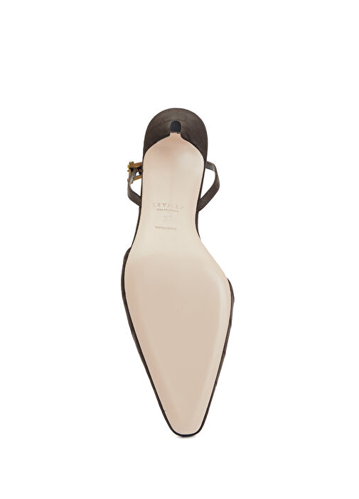 Kahverengi Deri Topuklu Ayakkabı - Görsel 6