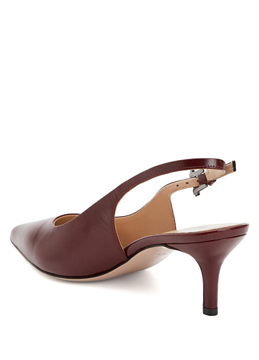 Bordo Deri Topuklu Ayakkabı - Görsel 4
