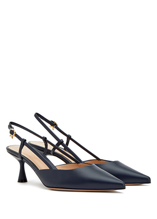 Mavi Deri Topuklu Ayakkabı - Görsel 2