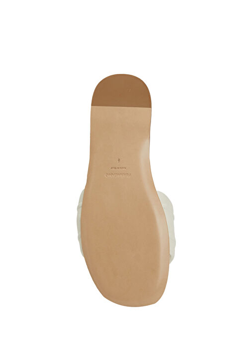 Kırık Beyaz Kadın Deri Terlik - Görsel 6