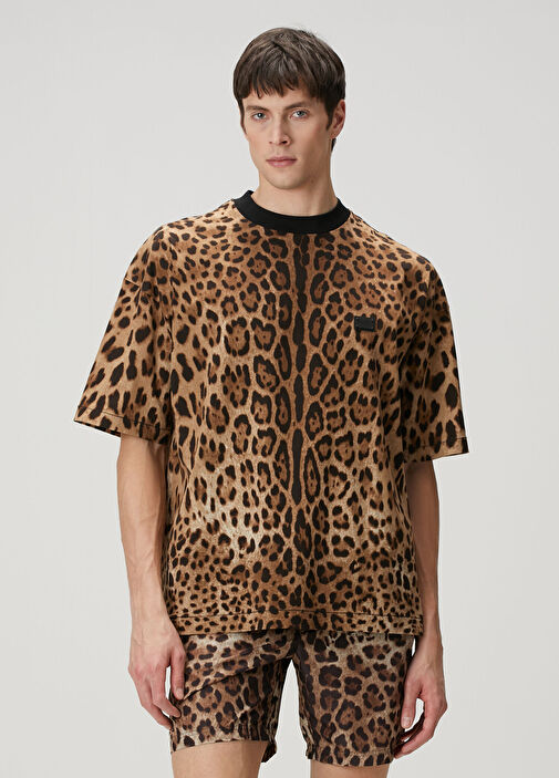 DOLCE&GABBANA レオパード　ヒョウ柄　カットソー　ストレッチ　y2k Dolce&Gabbana - Leopar Desenli T-shirt - Leopar
