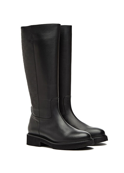 Siyah Baskılı Kadın Deri Çizme - Görsel 3