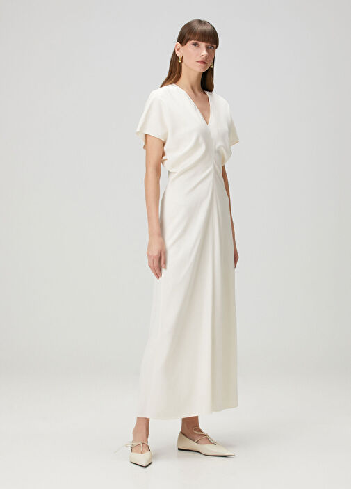 anine bing white silk dress ANINE BING Chloe Dress in Ivory