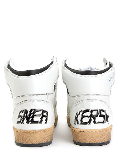 Sky-Star Beyaz Siyah Erkek Bilek Boy Deri Sneaker - Görsel 5