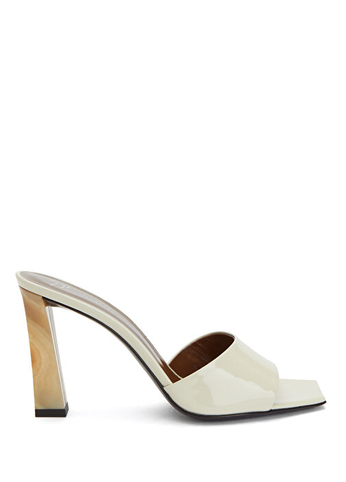 Kırık Beyaz Kadın Deri Terlik - Görsel 2