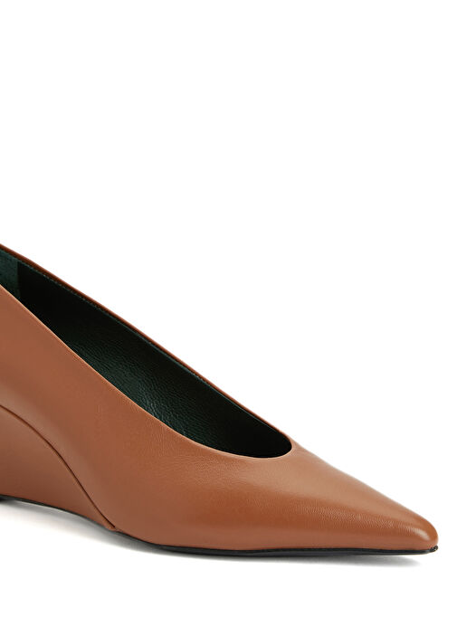 Taba Deri Topuklu Ayakkabı - Görsel 7