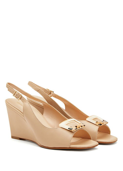 Bej Kadın Deri Sandalet - Görsel 3