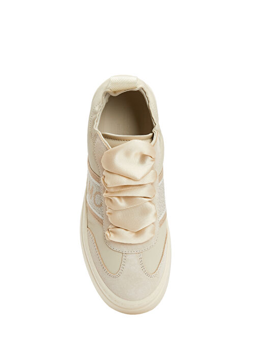 Ekru Kadın Deri Sneaker - Görsel 5