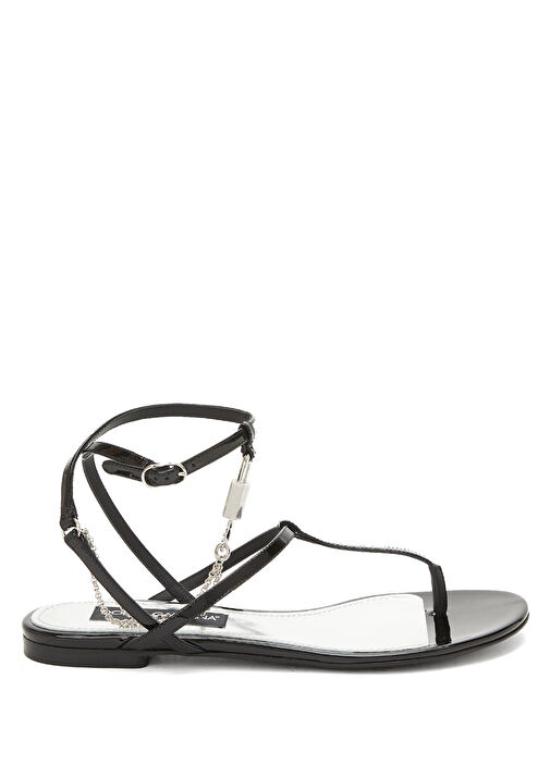 Siyah Kadın Deri Sandalet - Görsel 2