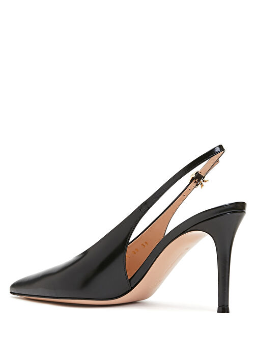 Siyah Deri Topuklu Ayakkabı - Görsel 4