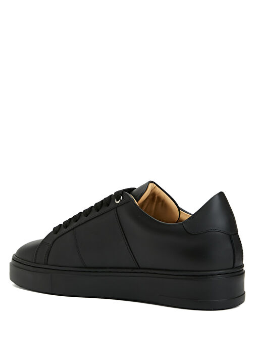 Siyah Logolu Erkek Deri Sneaker - Görsel 4