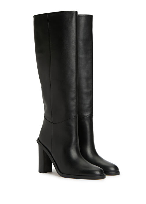 Siyah Topuklu Deri Çizme - Görsel 3