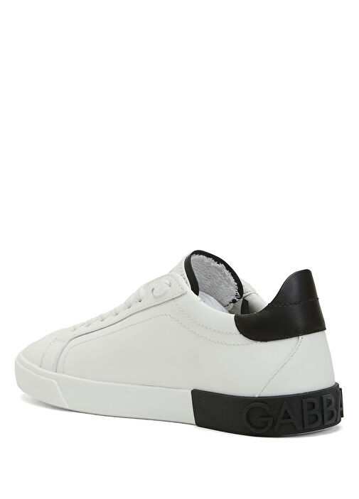 Beyaz Logo Detaylı Kadın Deri Sneaker - Görsel 4