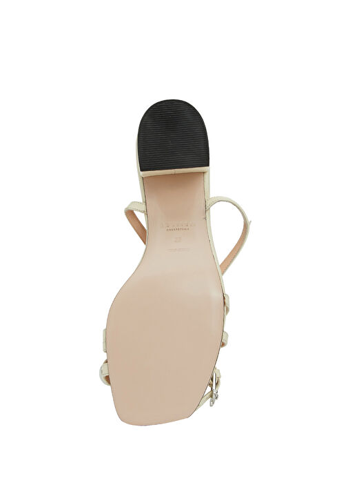 Kırık Beyaz Kadın Deri Sandalet - Görsel 6