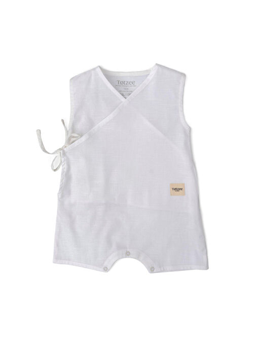 Totzee Snow White Linen Double-breasted Sleeveless Unisex Baby