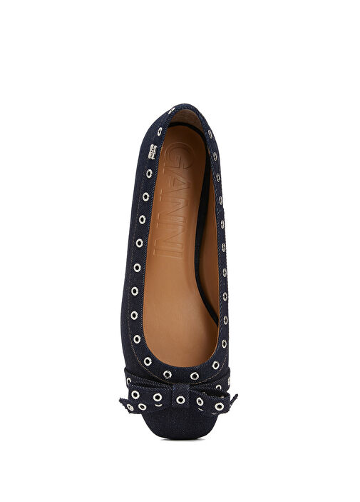 Eyelet Bow Lacivert Kadın Babet - Görsel 5