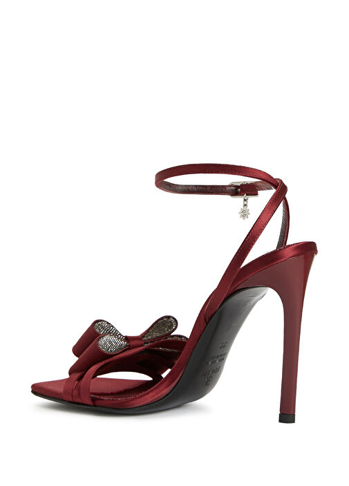 Bordo Kadın Saten Sandalet - Görsel 4