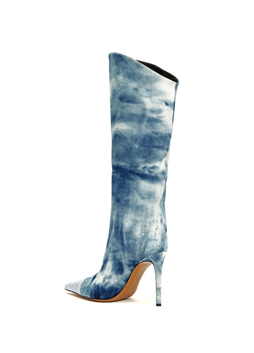 Mavi Batik Desenli Kadın Çizme - Görsel 4