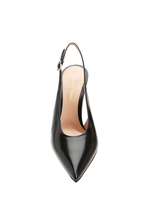 Siyah Deri Topuklu Ayakkabı - Görsel 5