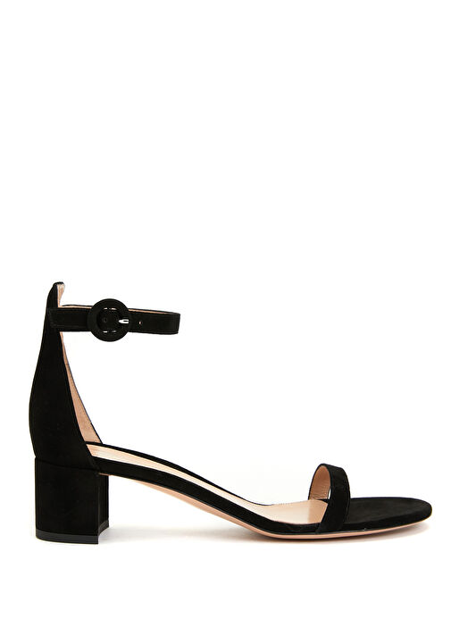 Siyah Kadın Süet Sandalet - Görsel 2