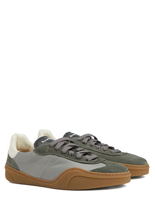 Gri Logo Detaylı Erkek Deri Sneaker - Görsel 3