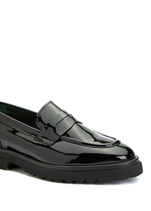 Siyah Kuşak Detaylı Kadın Deri Loafer - Görsel 7