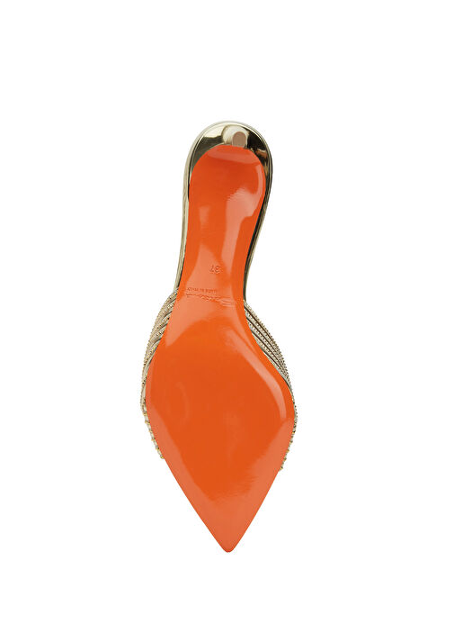 Gold Mikro Desenli Mikro Taşlı Kadın Sandalet - Görsel 6