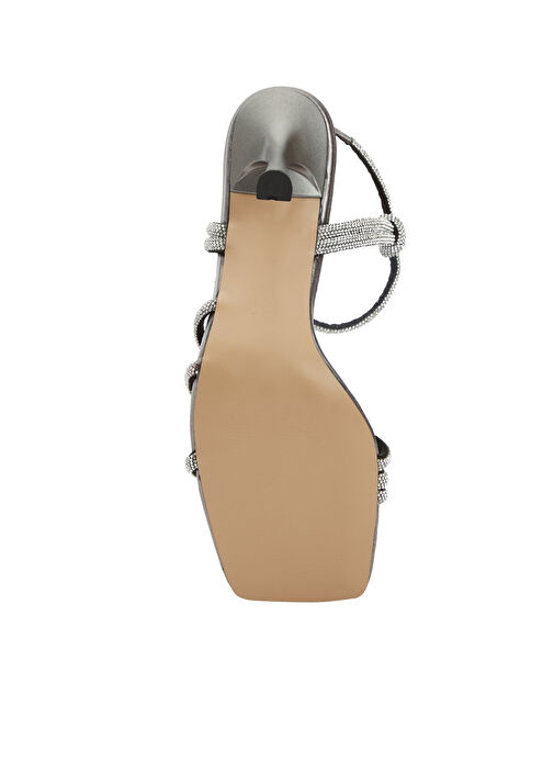 Platin Taşlı Kadın Suni Deri Sandalet - Görsel 6