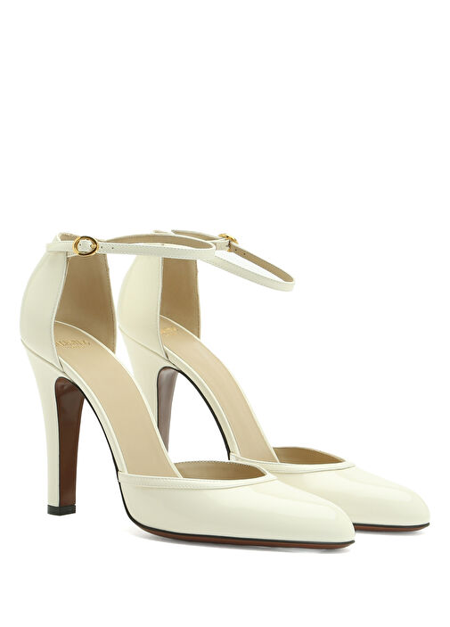 Ekru Deri Topuklu Ayakkabı - Görsel 3