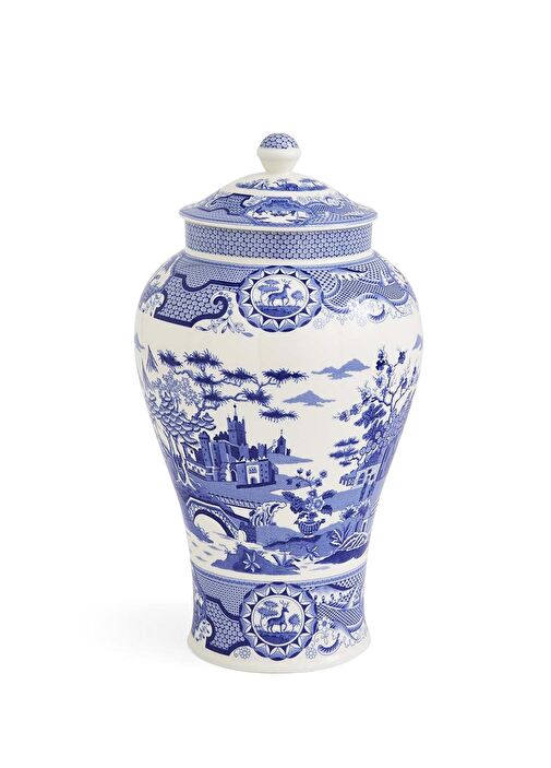 Spode - Blue Italian Gothic Castle Porselen Vazo - Mavi-Beyaz