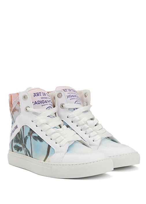 Beyaz Palmiye Baskılı Sneaker - Görsel 3
